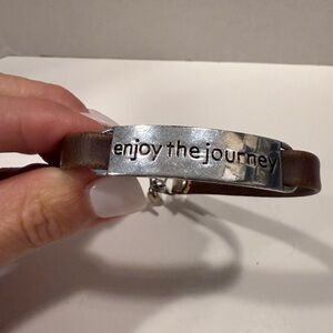 Engraved Leather Bracelet with Silver Accent